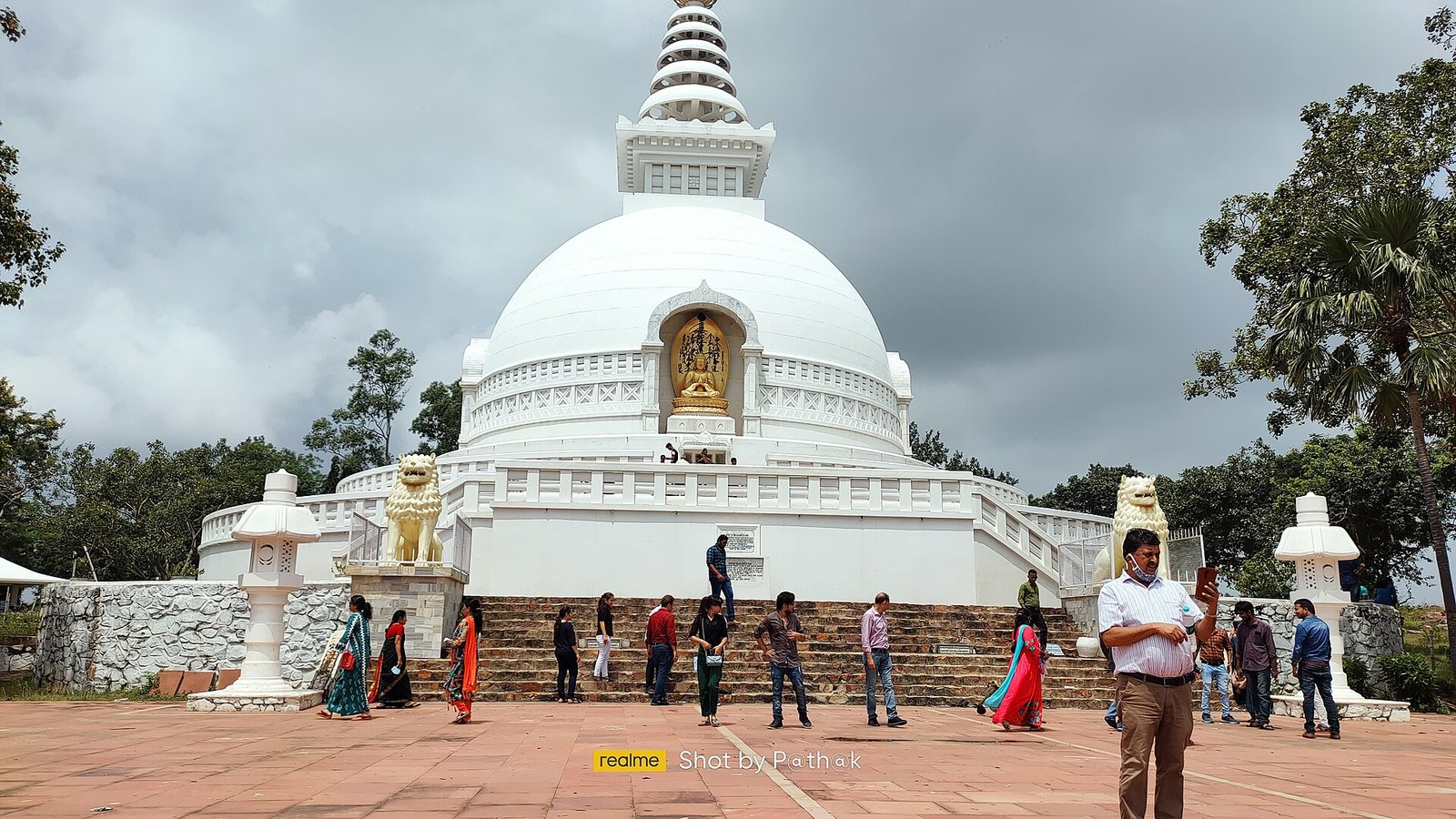 The white Vishwa Shanti Stupa on Ratnagiri hill, Rajgir